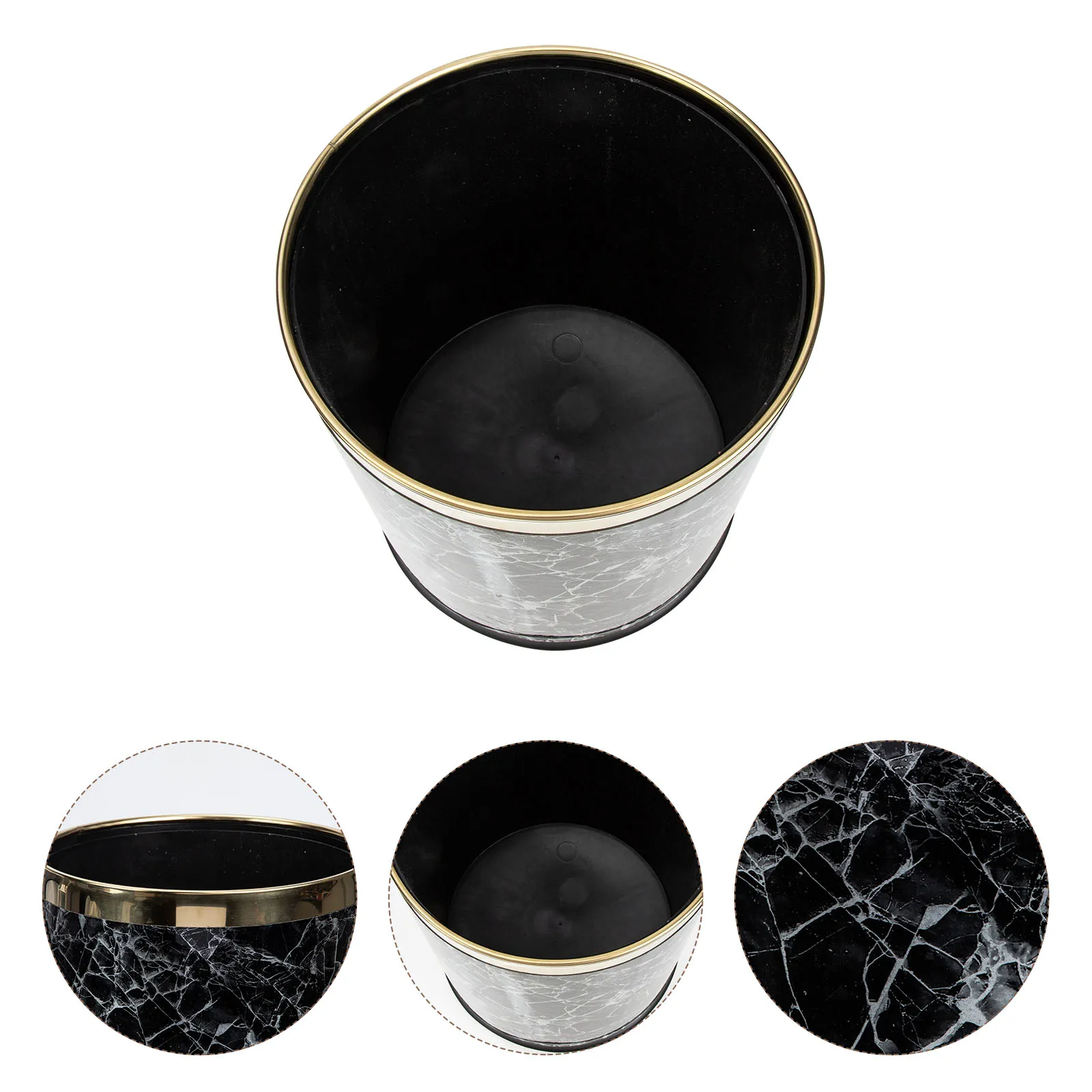 

Premium Marble Trash Can With Non- Base Stylish Waste Paper Basket For