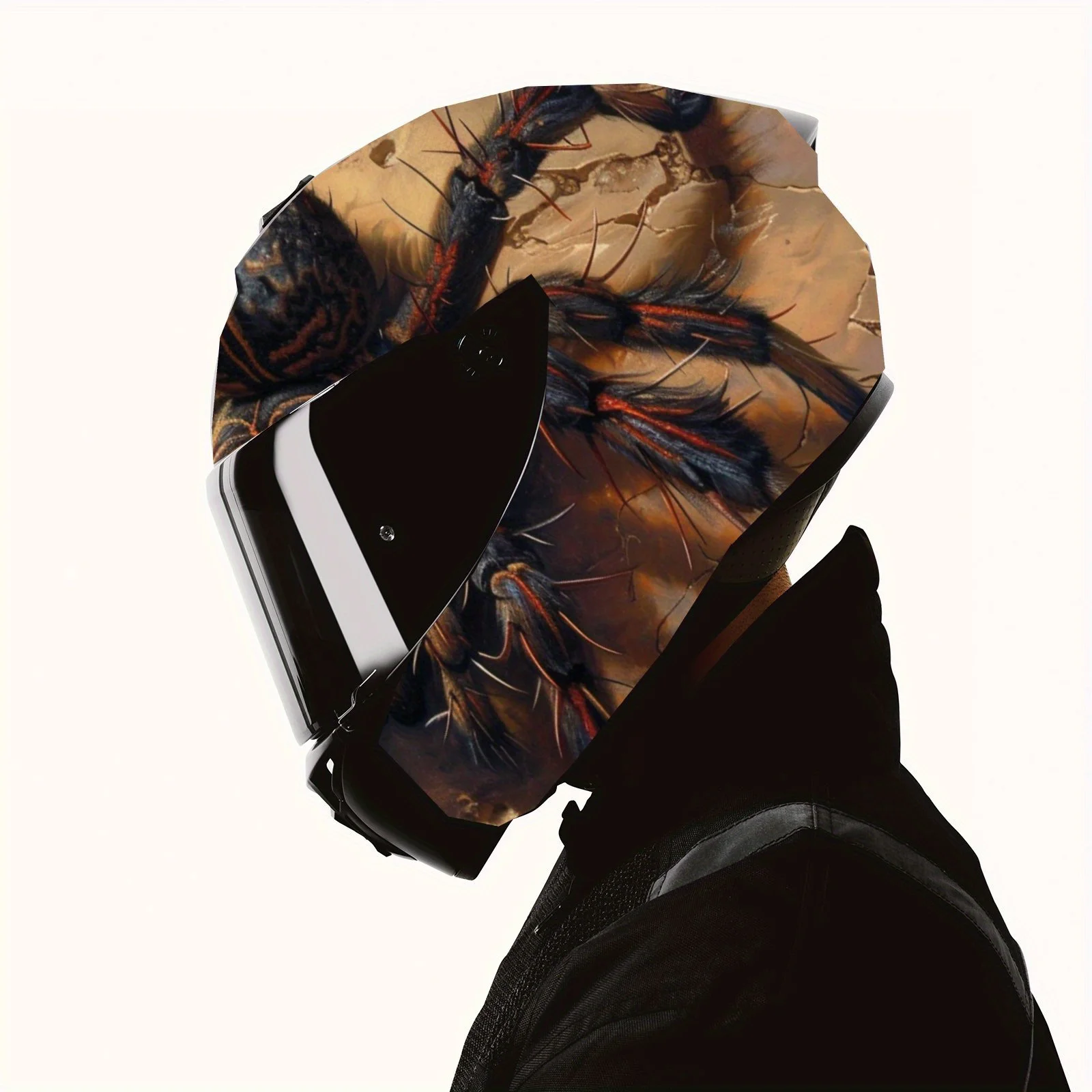 Image 5: Fantaisie horreur géant araignée toxique impression casque complet autocollant pour casque De moto course graphique décalcomanie vinyle Wrap casque De