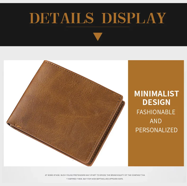 RFID Blocking Retro Men's Wallet PU Leather Anti-theft Slim Bifold Card Holder Cash Purse