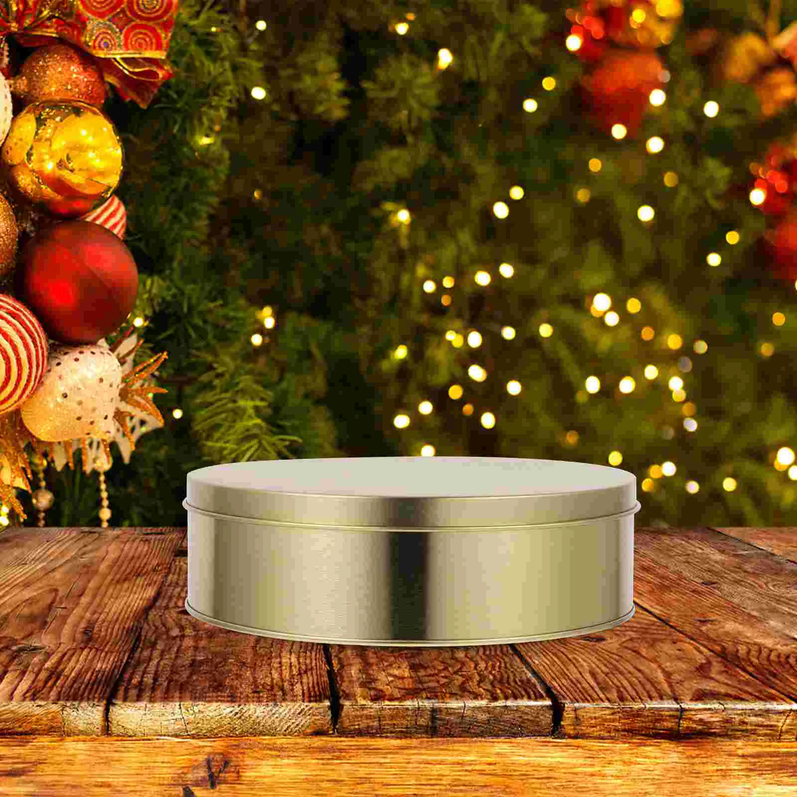 

3pcs Holiday Cookie Tin Tinplate Candy Box Empty Tin Round Metal Gift Box Party Favor Box Cookie Tin With Lid