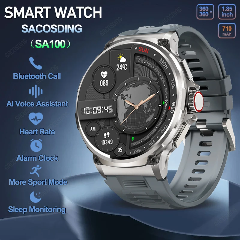 

SACOSDING SA100 GPS Track Sports Smart Watch Men 1.85-Inch Ultra AMOLED Screen 710 Mah Bluetooth Call SmartWatch Fitness Tracker