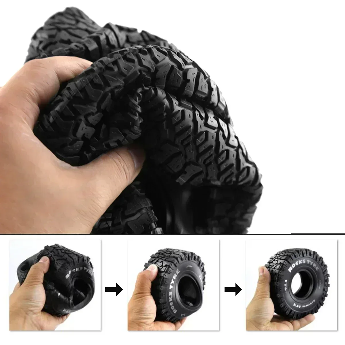 4PCS Pneus de Borracha de 120MM 1.9\" para Carro RC Crawler 1:10 Axial SCX10 90046 AXI03007 TRX4 Redcat Gen8