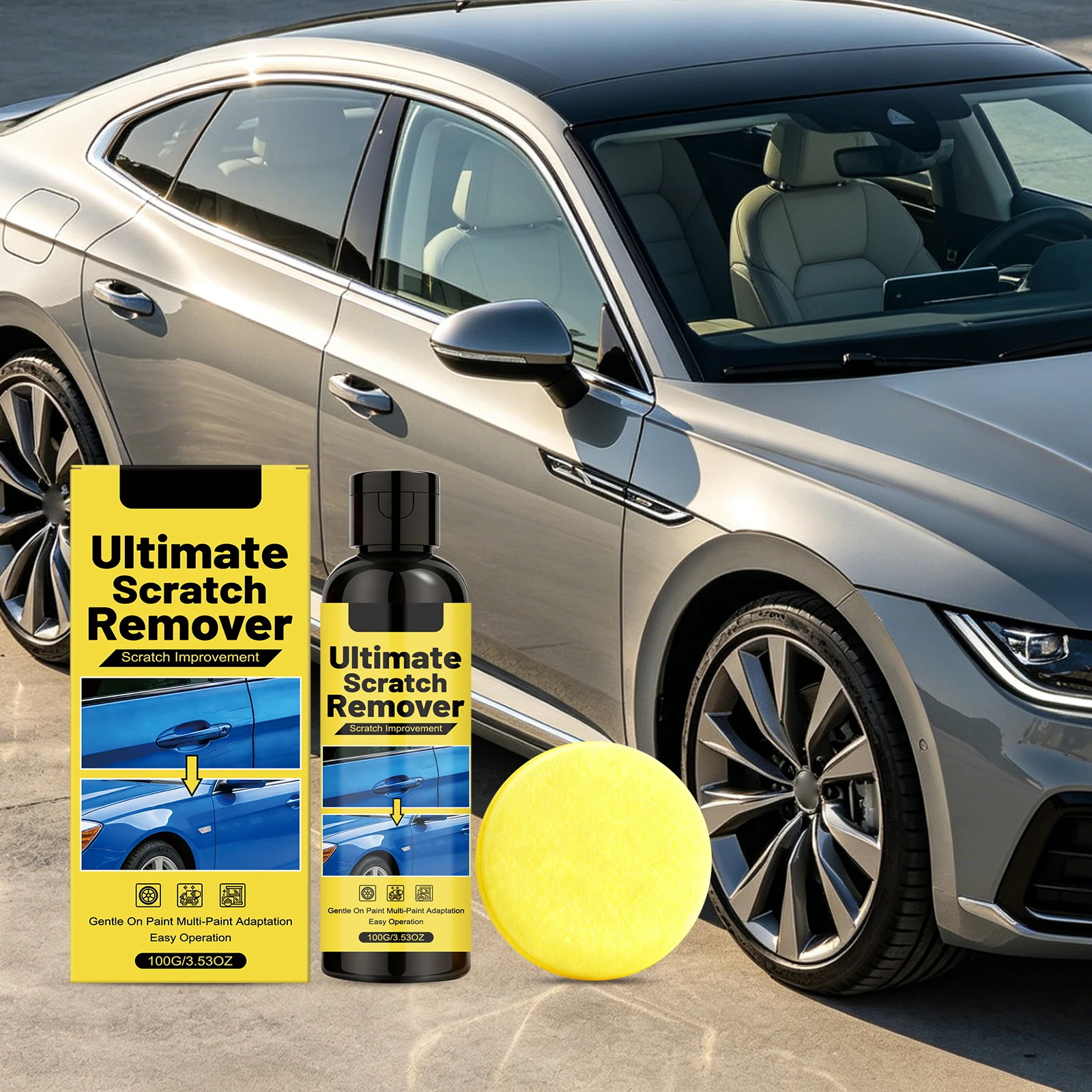 100g Car Scratch Remover Kit Paint Swirl Remover Polish Wax Scratch Improvement for Car Detailing with Applicator Sponge
