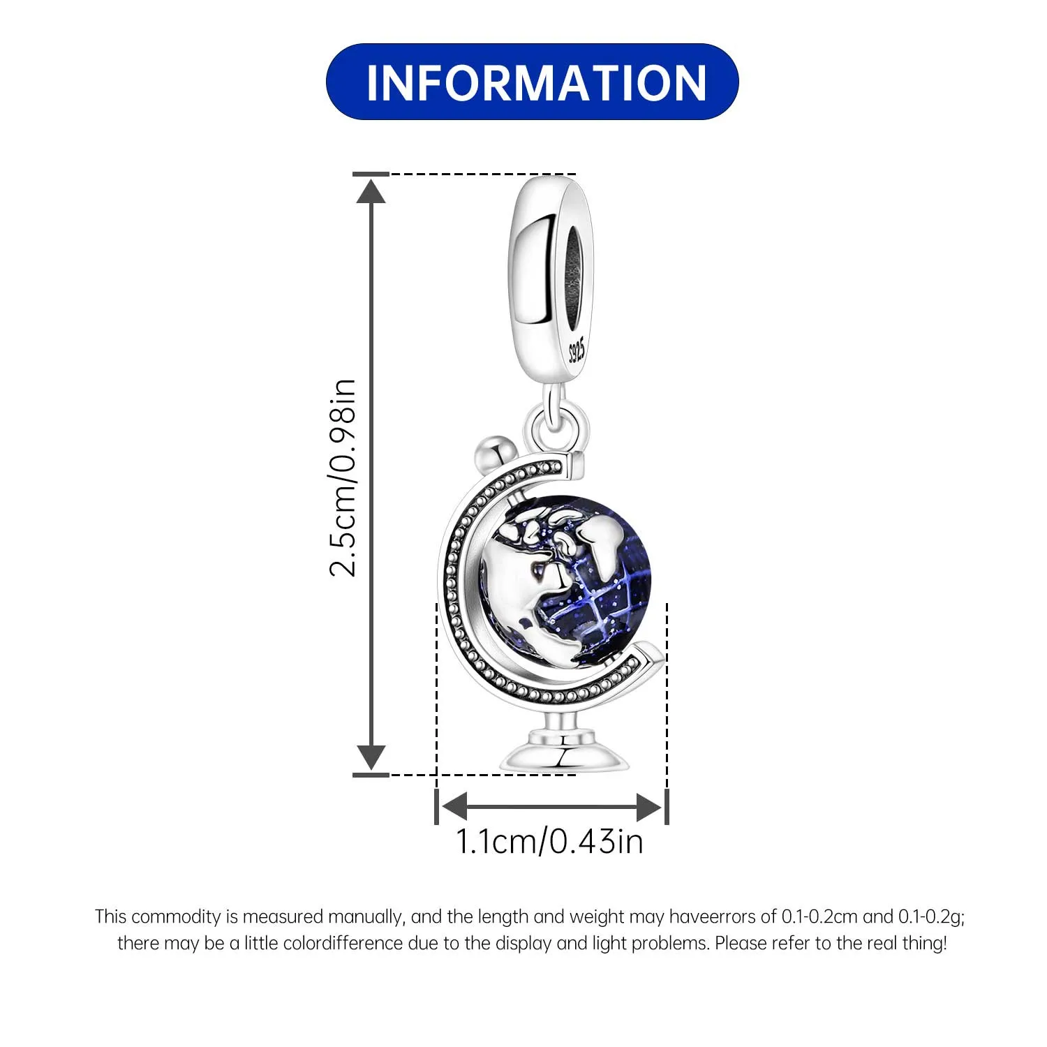 CYCUFF 925 فضة السفر غلوب قلادة الخرز سحر الأصلي للنساء سوار الموضة DIY بها بنفسك عيد ميلاد مجوهرات اكسسوارات #4