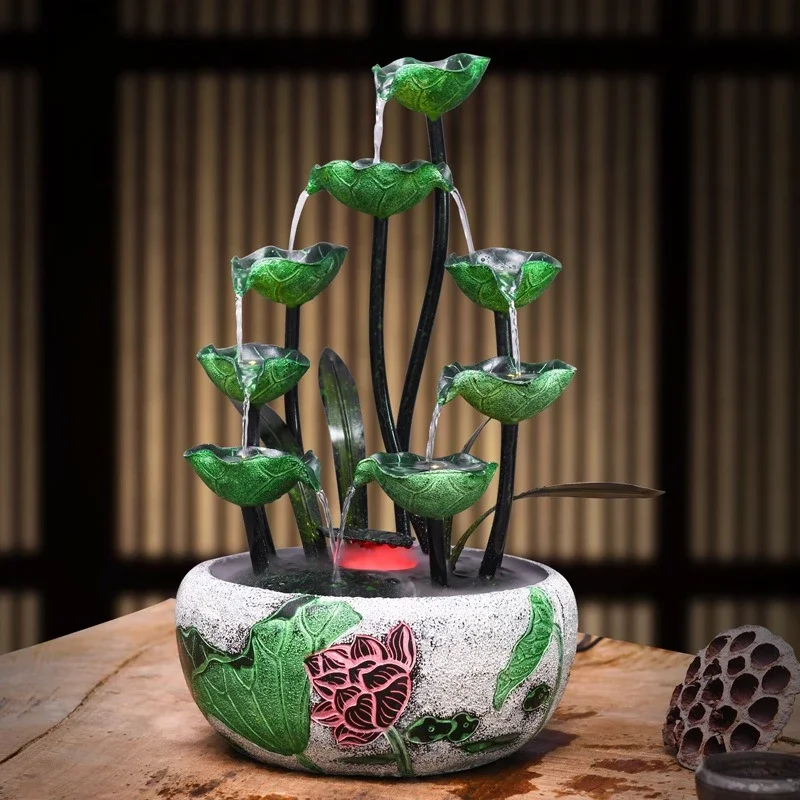 Feng Shui wheel flowing water fountain ornament, office desktop, living room beauty salon to attract wealth