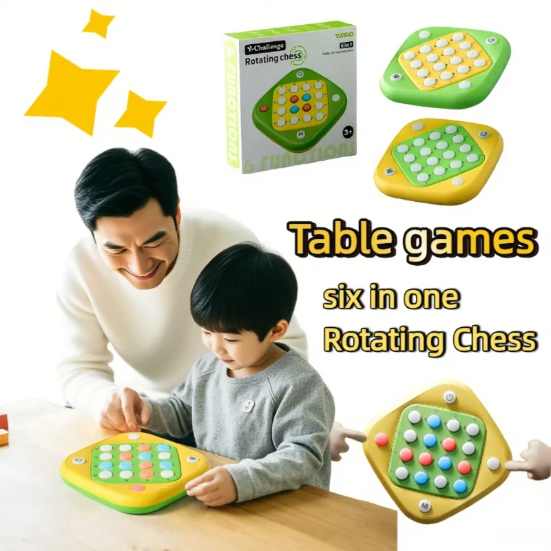 

Smart Rotating Chess Game - 6-in-1 Puzzle Set ABS Board AI vs Player Memory Challenge for Kids & Adults Two-Player Tabletop Fun