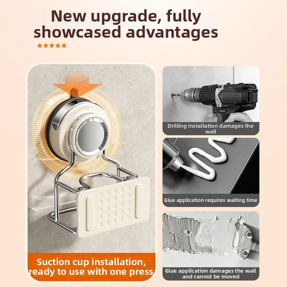 White Suction Mop Holder Set 2pcs Easy Install No Tools Required for Smooth Tiles Glass or Metal Surfaces at For Home