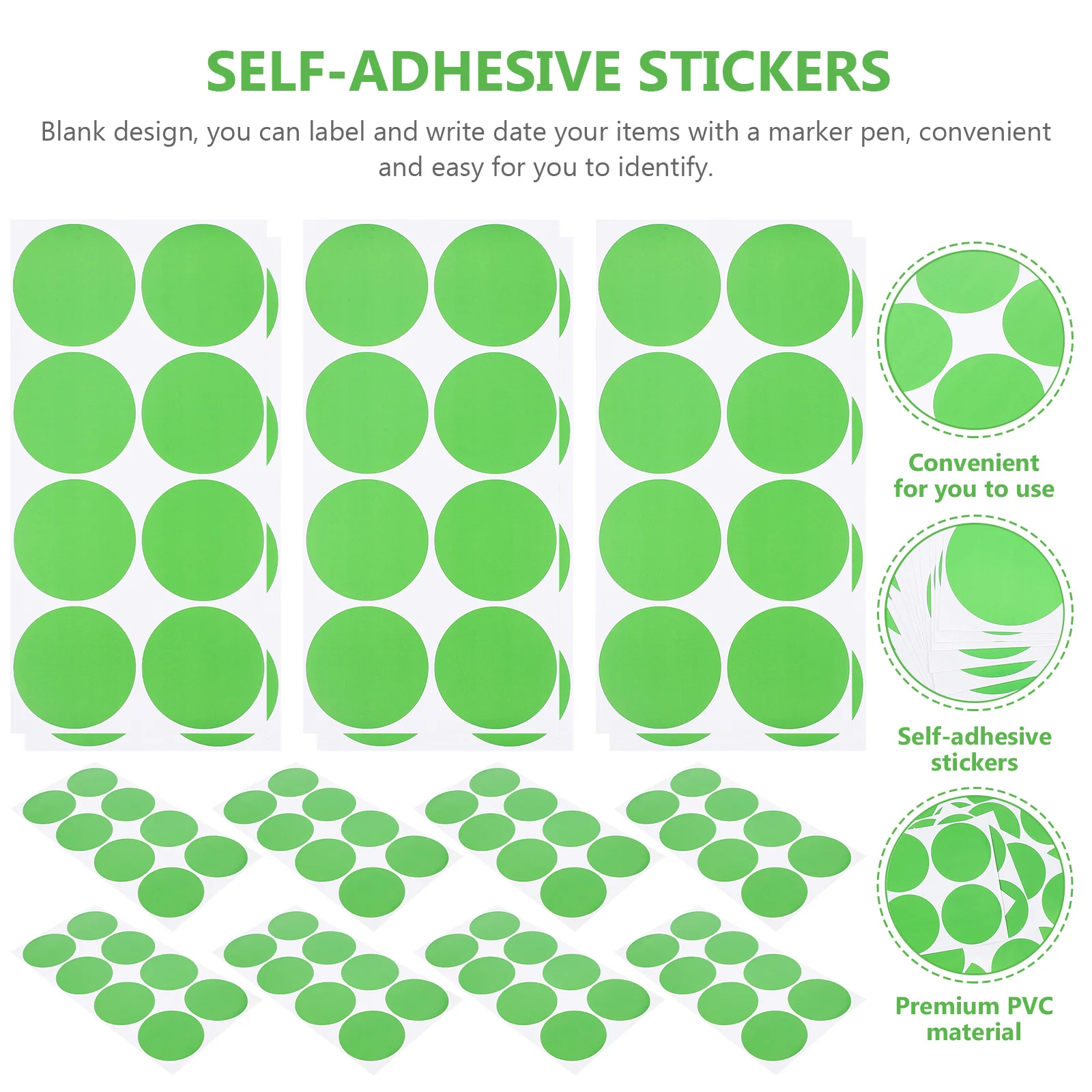 20pcs Colorful Dot Stickers Adhesive Round Labels For Home School Office Jars Bottles Organization Reusable Pvc Labeling