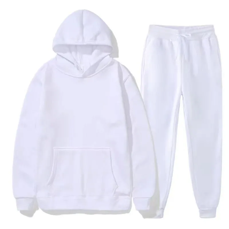 Men's Autumn and Winter New Solid Color Hoodie+pants Two-piece Set Fashionable Casual Sports Set Size S-3XL Men's Tracksuit