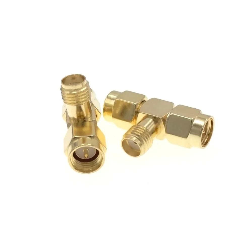 

T Type SMA Female Jack To 2 Dual (Two) SMA Male Plug RF Coaxial Connector 3 Way Splitter Antenna Converter GoldPlated Brass