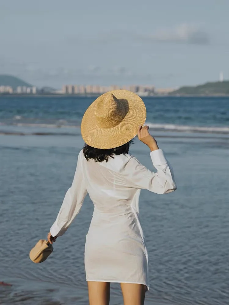 Sommer Breite Krempe Panama Boater Hut 5cm 7cm 10cm Krempe Stroh Hut Frauen Derby Hut Sonnenhut strand Kappe Sombrero Mujer Playa Chapeau – Detail 9