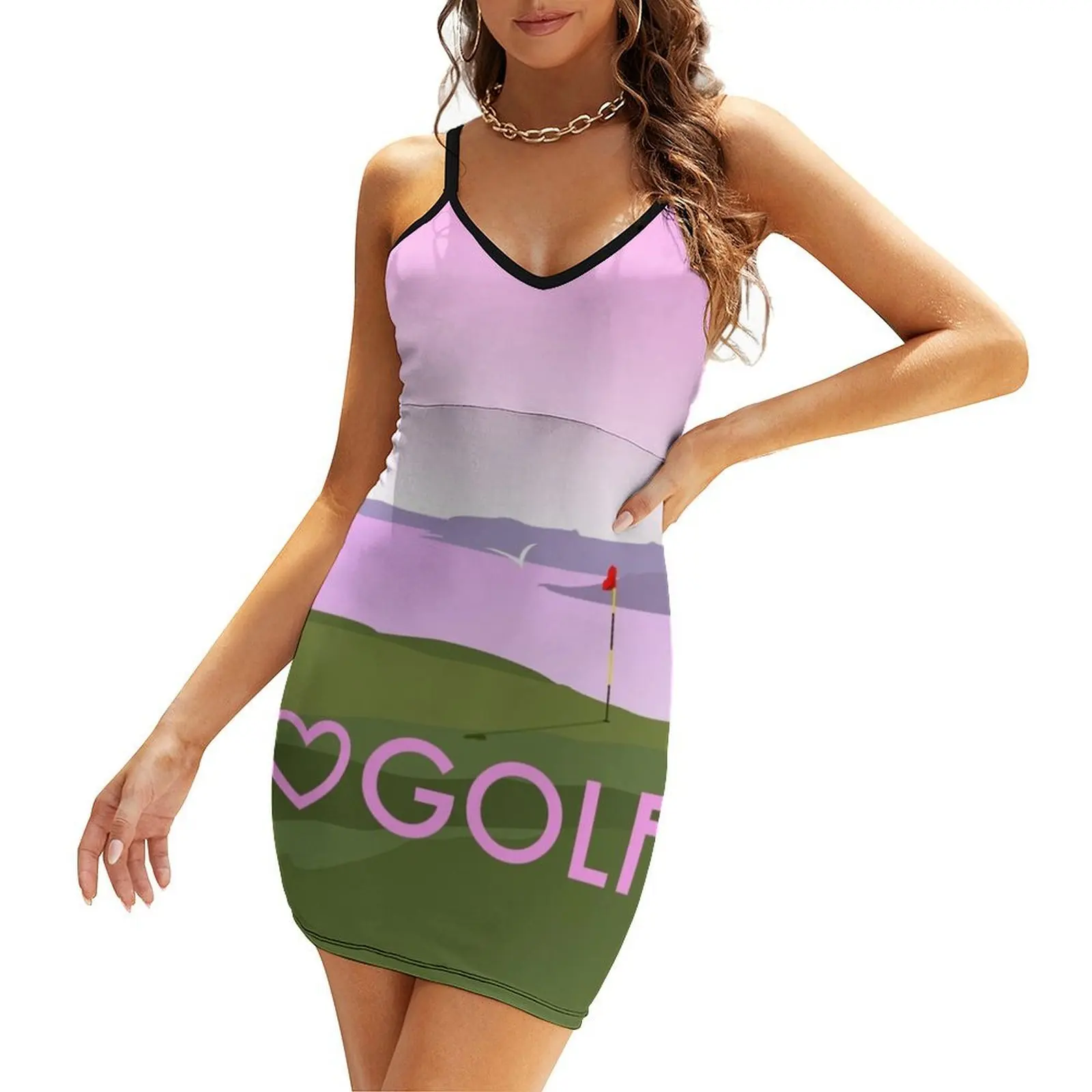 

I love heart golf PINK Sling Dress evening dresses ladies dress for woman dresses for womens women evening dress