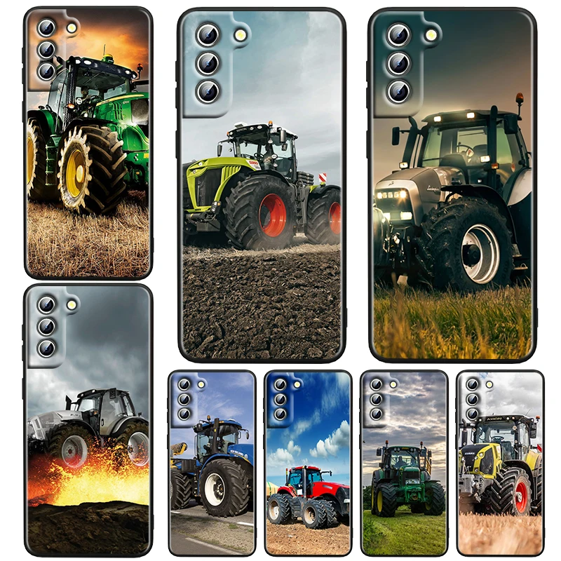 Farm Vehicle Tractor Black Phone Case For Samsung Galaxy S23 S22 S21 S20 FE Ultra Plus S10 Lite S9 4G 5G Cover