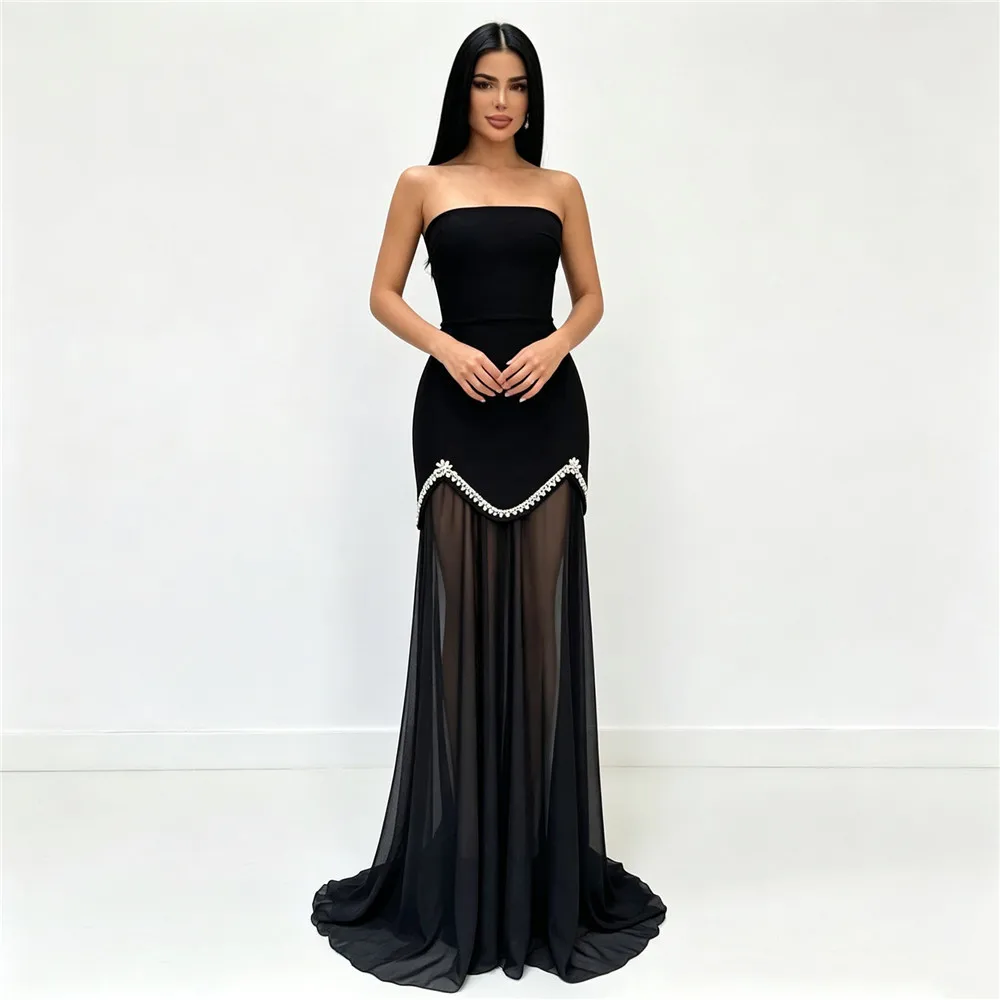 Rhinestone Maxi Dress Women Spaghetti Strap Bodycon Mesh Patchwork Evening Party Wedding Guest Cocktail Dress Vestido