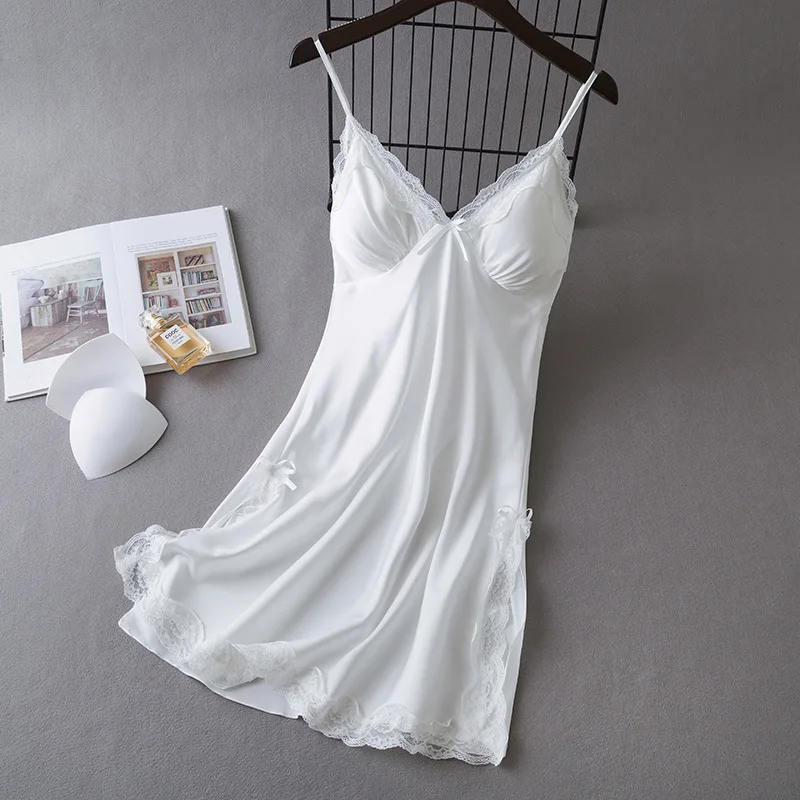 

Сексуальная ночная сорочка на бретельках, женская кружевная ночнушка, домашняя одежда, летняя сорочка для сна, нижнее белье, шелковистый атласный халат, одежда для отдыха