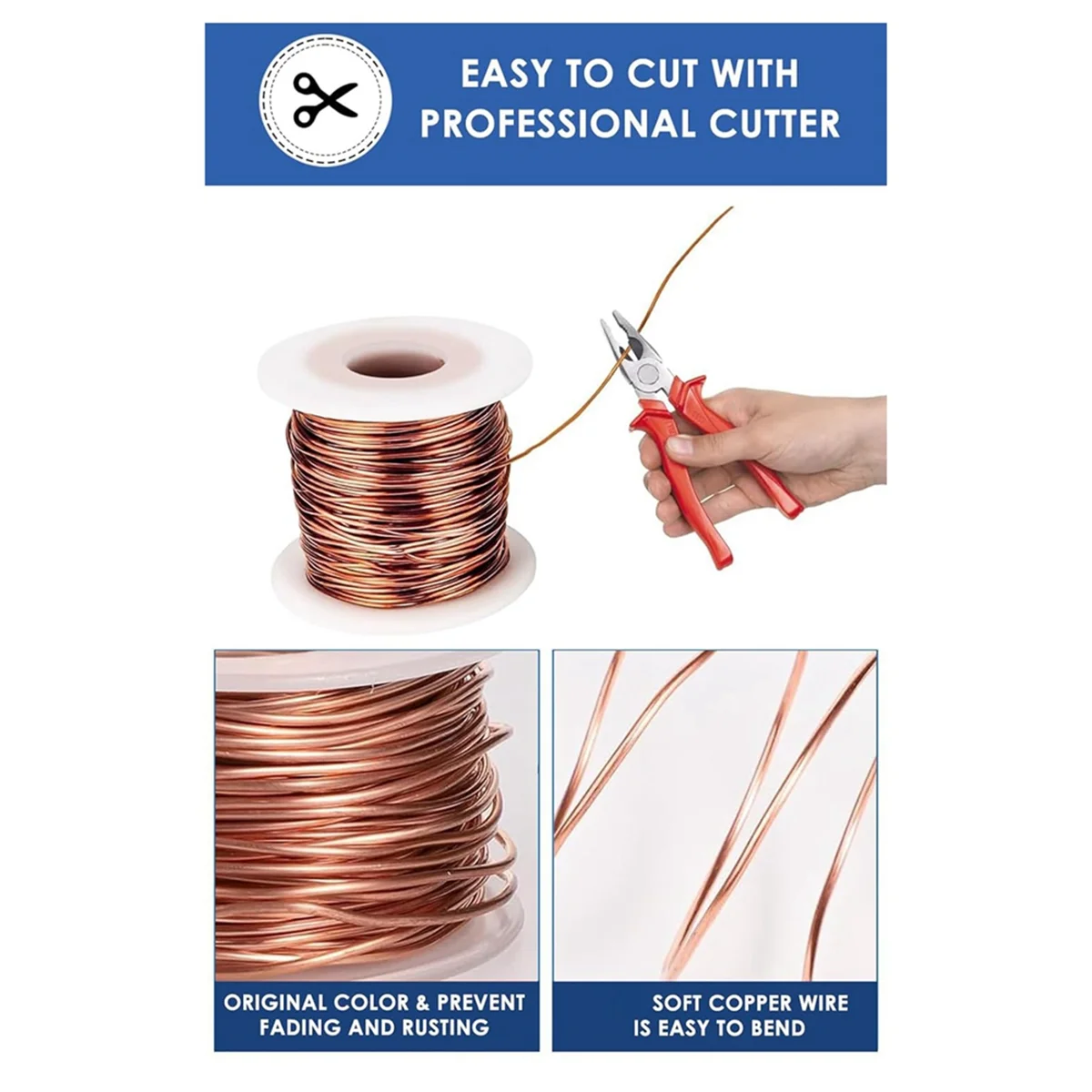 

AT13 99.9% Soft Copper Wire - 18 Gauge 1mm - 200 Feet, Pure Bare Copper Wire for Jewelry Making Gardening