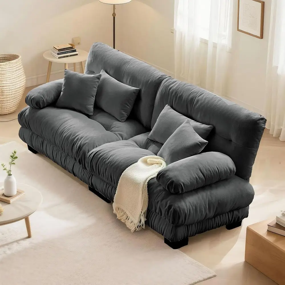 

Grey Velvet Recliner Sofa, Loveseat Set, Solid Wood Frame, Easy Assembly (94.4)