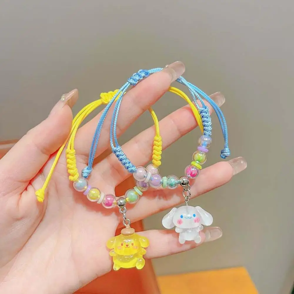 a pair Sanrio Classic Kuromi Bracelet Girl Sweet and Cute Handmade Cartoon Bracelet Small Gift Exquisite Accessories