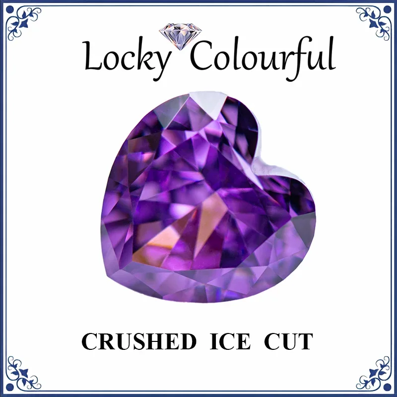 

Cubic Zirconia Crushed Ice Cut Heart Shape Rose Purple Color Charms Beads for Diy Jewelry Making Rings Materials No Certificate