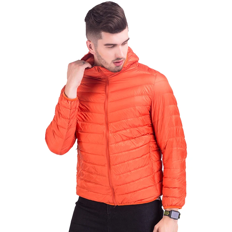 Chaqueta de plumón de pato para hombre, abrigo ultraligero con capucha, Parkas cálidas para exteriores, invierno y otoño