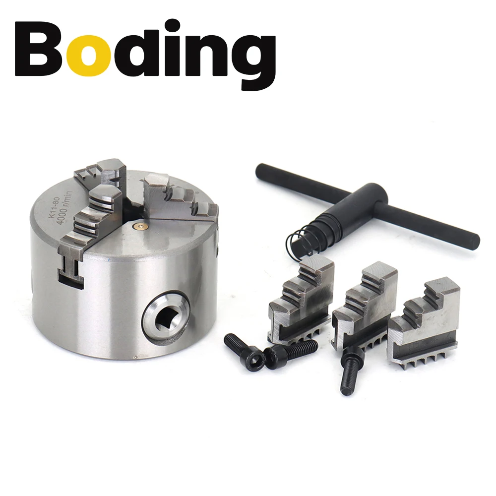 BODING 1Set K11 80mm 3Inch 3-Jaw Manual Lathe Chuck Self-Centering Chucks SANOU K11-80 Lathe Chuck With Turning Machine Tools