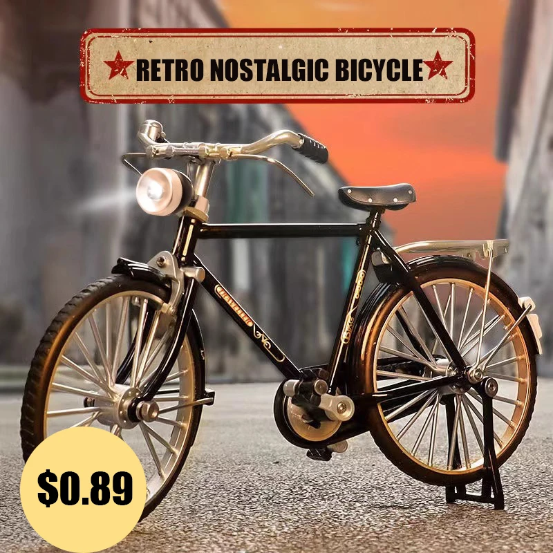 

Almost Real Mini Metal Retro Bicycle 1:10 Alloy Diecast Model Inflation Pump birthday gift Children toys collection decoration