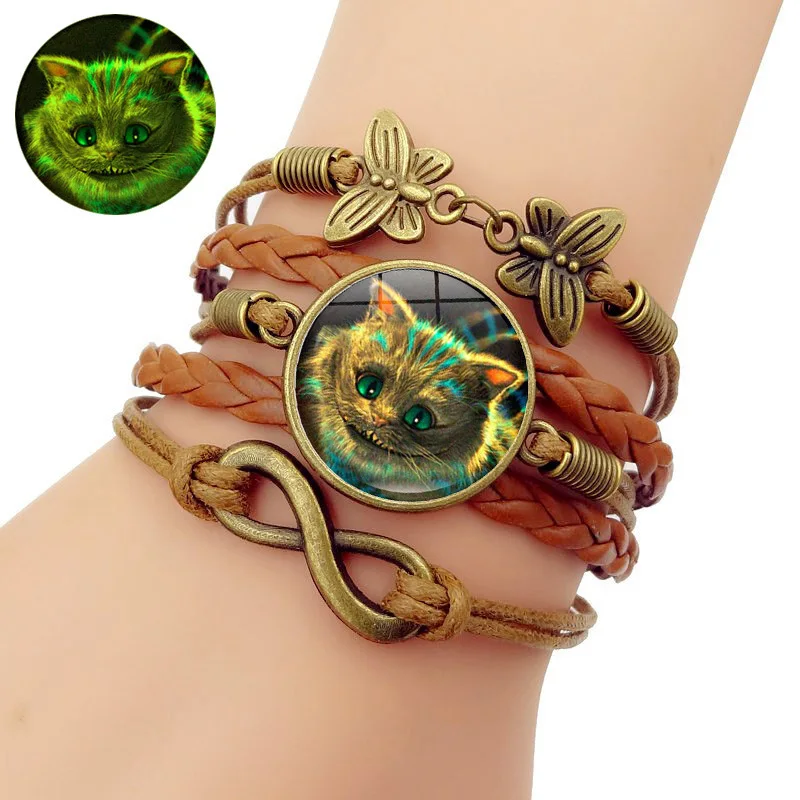 Disney Kawaii Anime Cartoon Alice In Wonderland Cheshire Cat Gevlochten Armband Sieraden Kawaii Jongen Meisje Armband Paar Gift