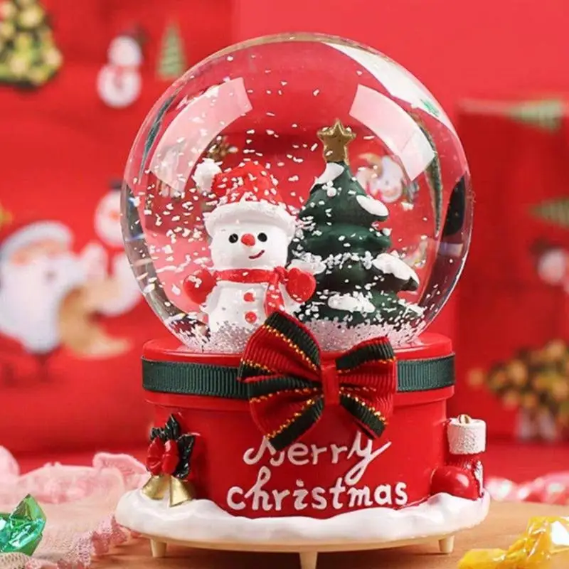 Snowman Crystal Ball Holiday Decoration With LED Light And Timelessly Christmas Music Box LED Light Show Decoration B03E