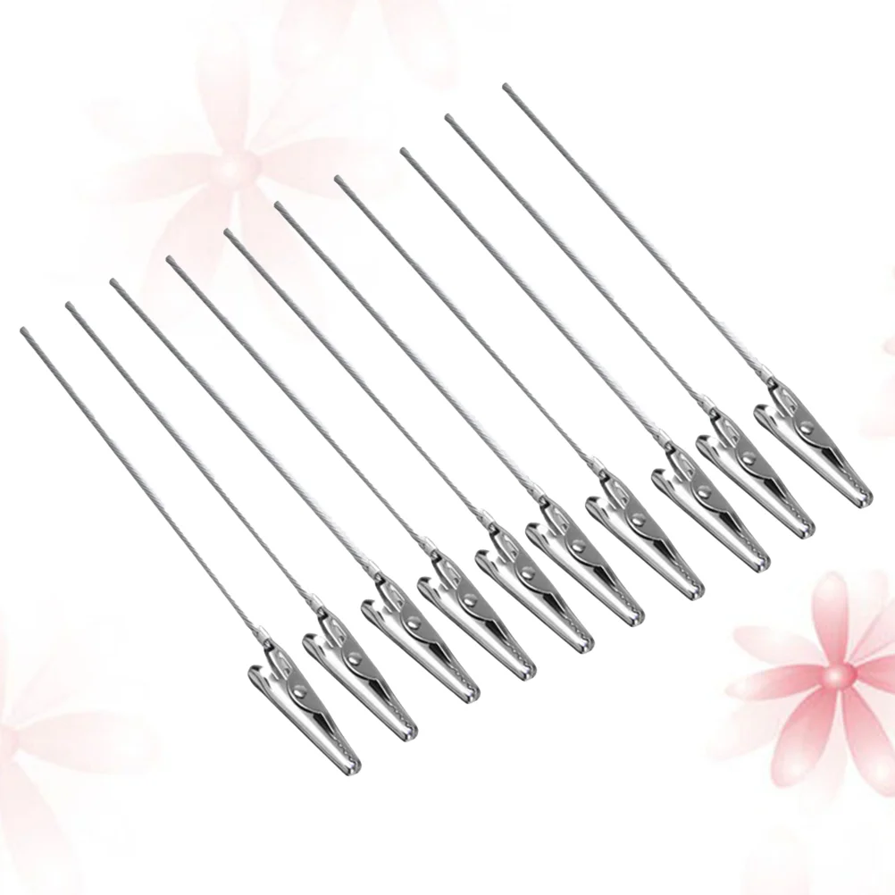 

50 Pcs Alligator Clip Clips Clamp Holder 95*02cm Silver Card Long Long-Tailed