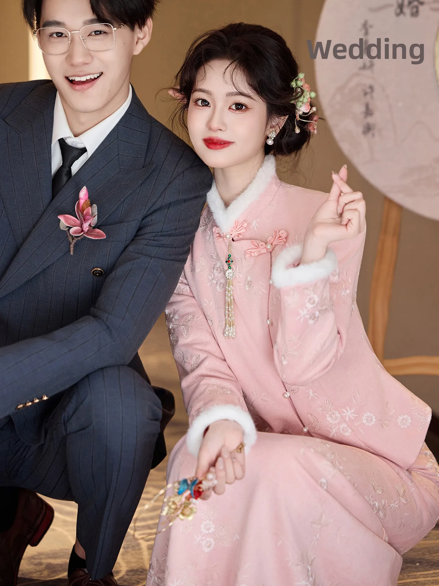 

Pink Wedding Dr Long Sve Thi Winter Fi Tail Suit Vintage Sle Embroidered Pearl mid Waist for Marriage Ceremony