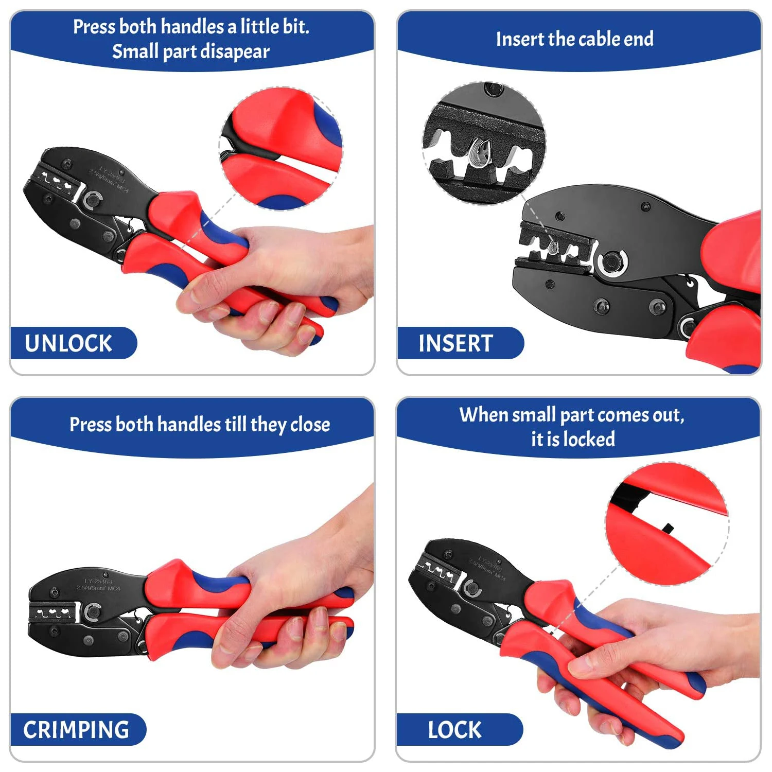 LY-2546B Crimper for Solar Plug Connectors - Solar PV Cable Crimping Tool for MC4 Solar Connectors, AWG14-10, 2.5/4/6mm²