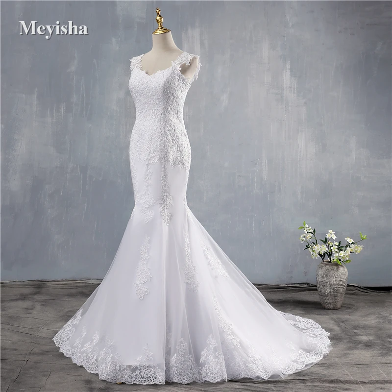 ZJ9034 New Luxury Beading Brush Train Lace Up detachable Straps Wedding Dress For Bridal Sexy Strapless Applique Gown image 5