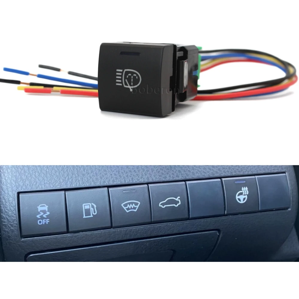 For Toyota Camry Altis Hilux LC300 2018 Rav4 Prado 150 Auto Headlight Cleaning Washer Push Switch Modified Switch with Wire