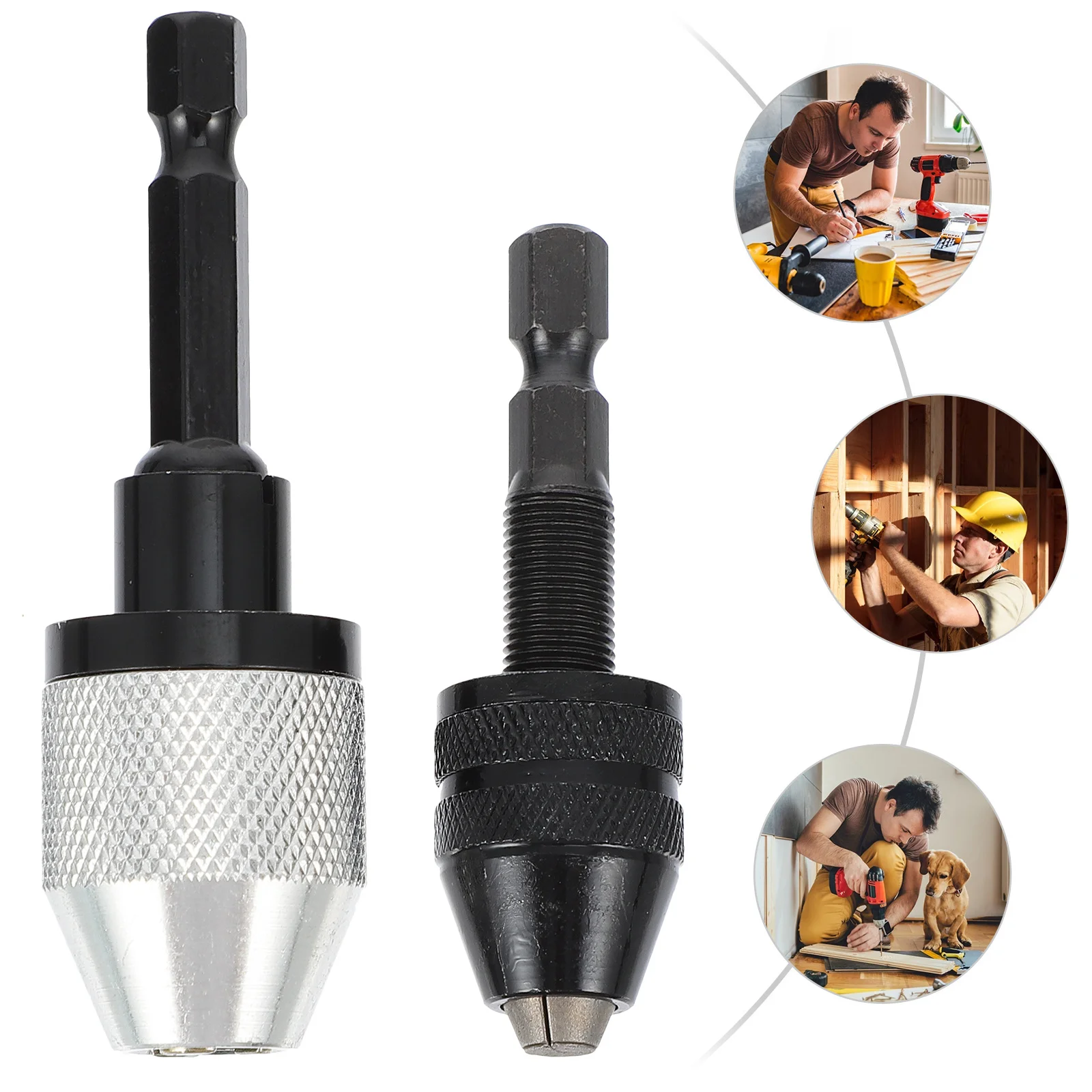 

2pcs Drill Chuck Hex Shaft Fast Change Converter For Drilling Driving In Car Garage Warehouse Home Easy One-Hand Operation Tool