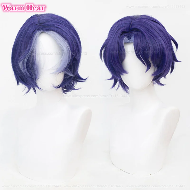 New Arrival Anime Dr. Ratio Synthetic Wig Short 35cm Purple Highlights Cosplay Anime Wig Heat Resistant Hair Party Wigs +Wig Cap