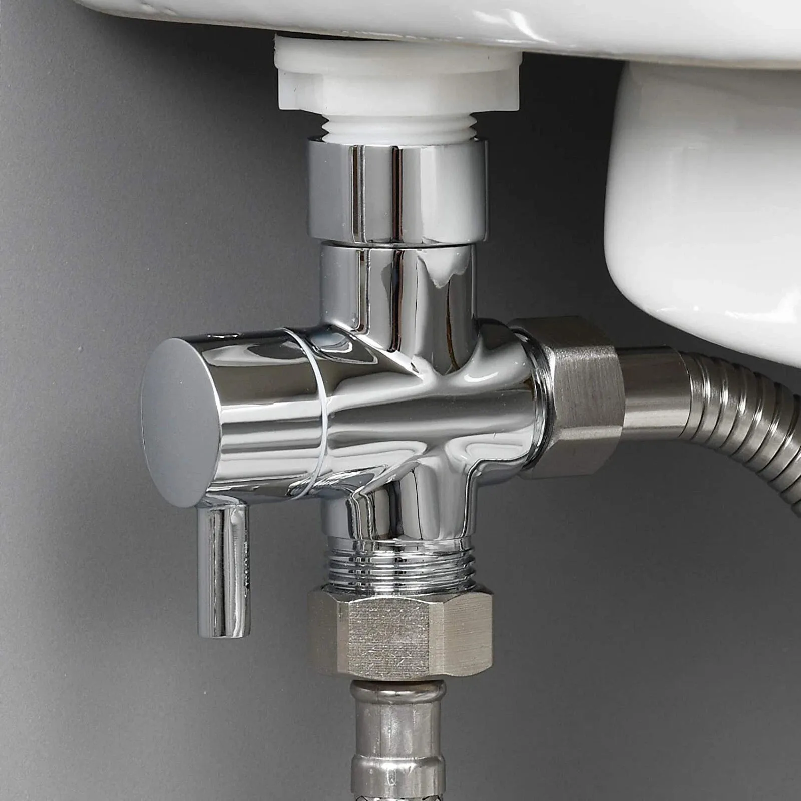 Solid Brass 3-Way Shower Water Diverter Valve 1/2 Inch Inlet & Outlet Connector for Bathroom Handheld & Fixed Shower Conversion