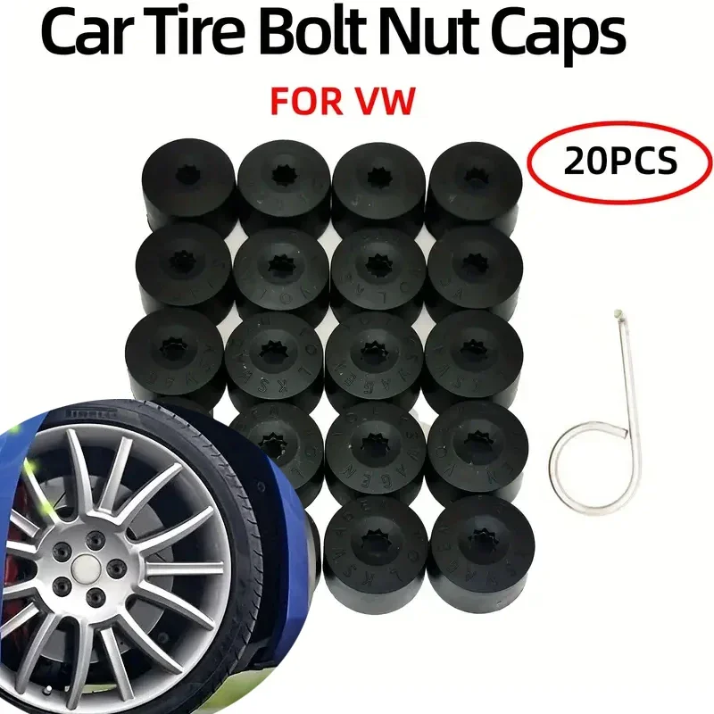 20pcs Universal Fit 17mm Lug Nut Covers with Removal Tool Durable ABS Wheel Bolt Caps Compatible with Volkswagen Jetta Car Amagi