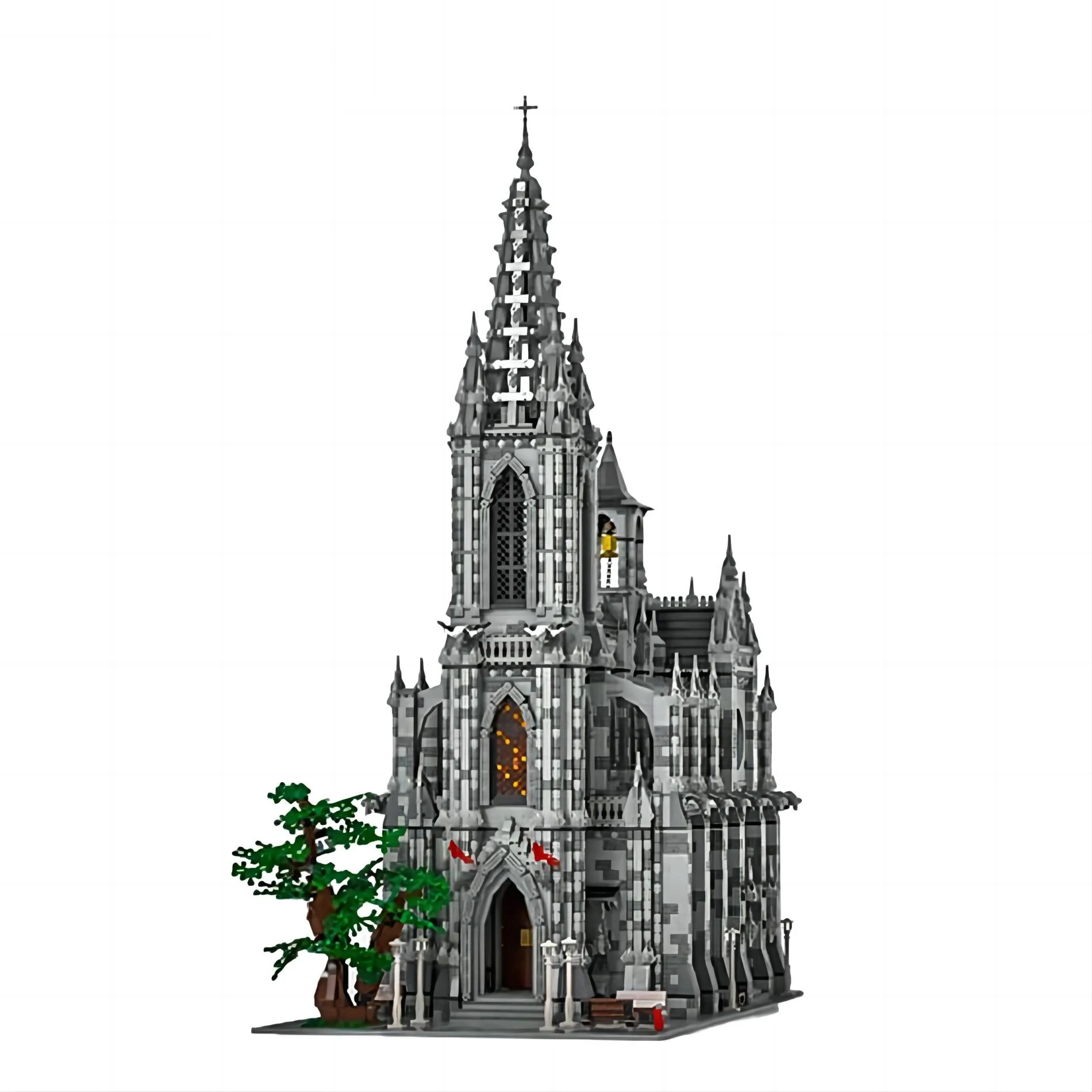 Street View Building Block Brinquedos, Building Block, Catedral Building, MOC-29962, DIY Model Collection, Combined Building Block