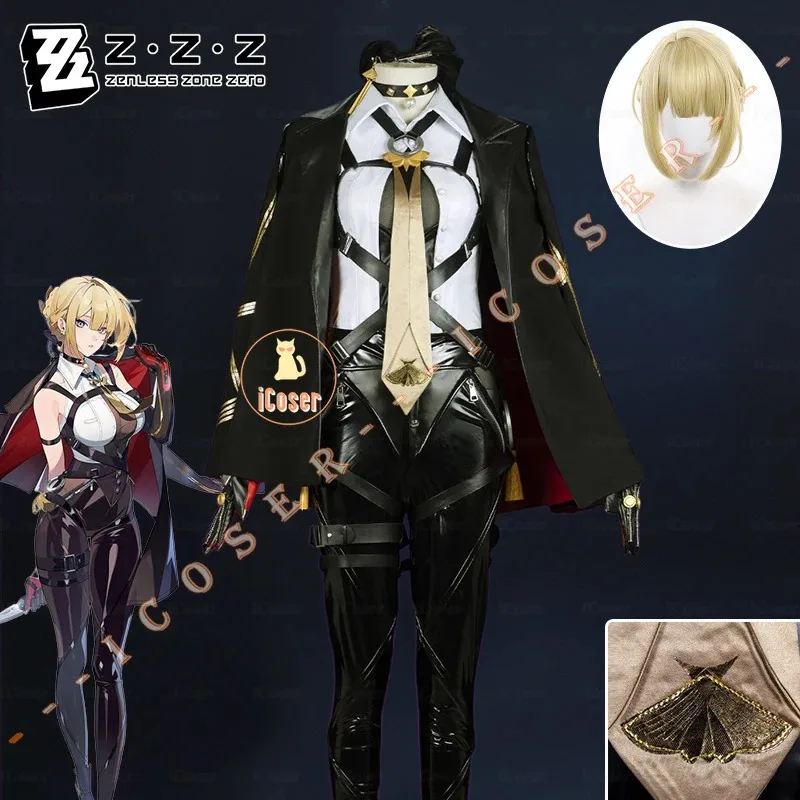ICoser Zenless Zone Zero Evelyn Chevalier Cosplay disfraz peluca uniforme chaqueta sombreros pendientes Lyra estrellas Halloween para mujeres