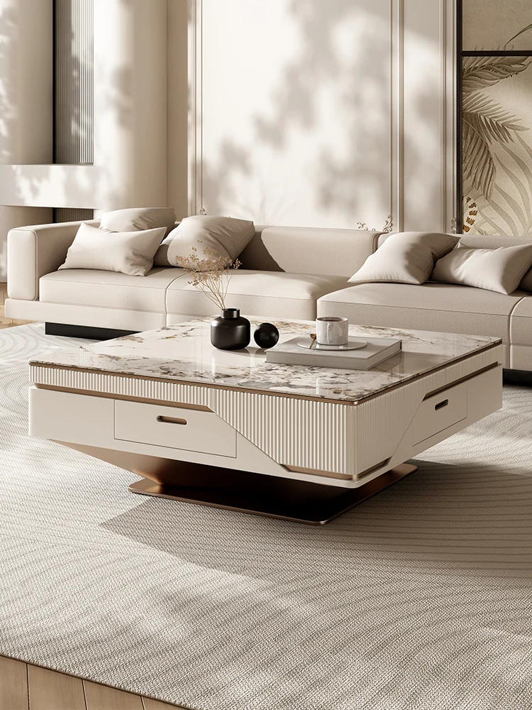 Rock Board Lifting Coffee Table, Mahjong Machine, Dining Table, Dual Purpose Living Room, Modern