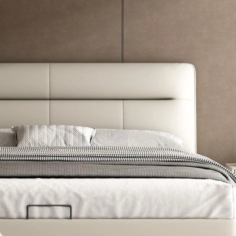 Italian Modern Minimalist Double Bed High Comfort Fabric Upholstered Bed Solid Pine Frame Large Bedroom Bed for Master Room view 2