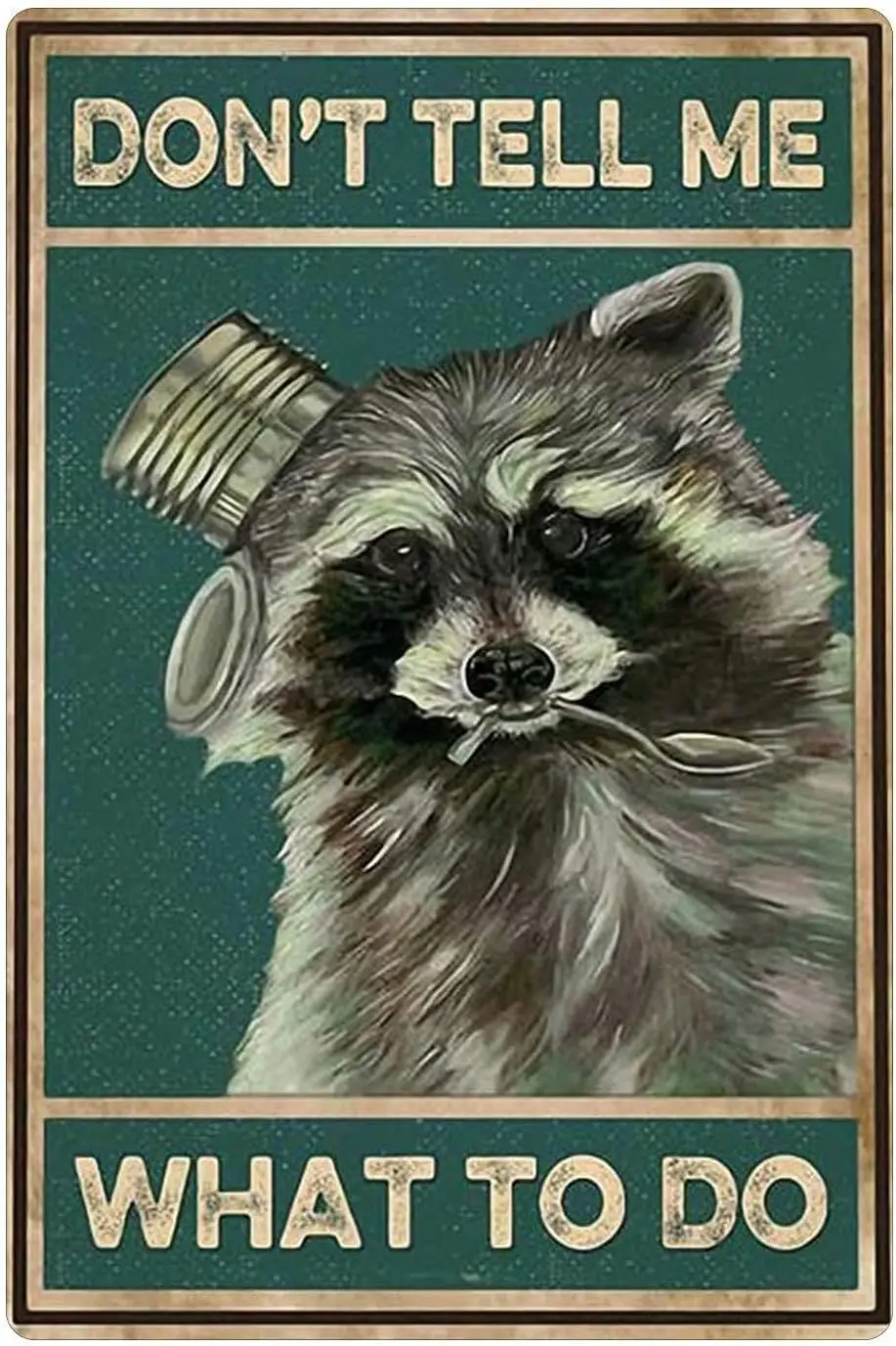 Wall Art Decor Metal Signs Little Raccoon Can Open Can Retro Funny Gifts for Game Cafes Pub Beer Club Wall Home Decor 8 x 1 sign