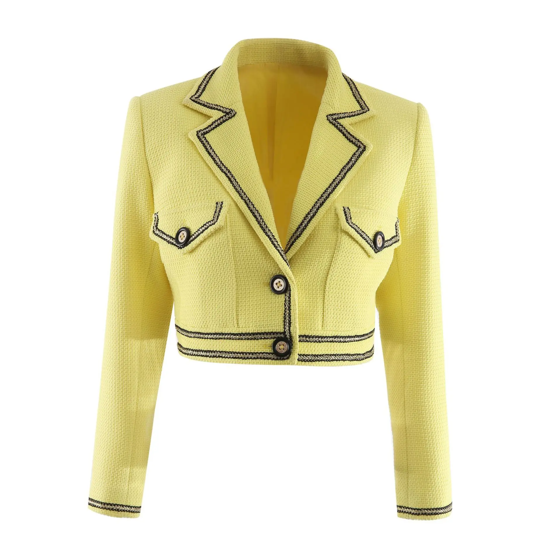 

High-end French Vintage All-match Office Tweed Outwear Women Autumn Fashion Tops Short Jacket