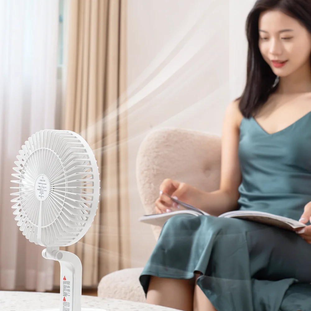 For For Xin Jing Wei Adjustable Folding Fan LED Light Oscillating Cooling Air Cooler Quiet Desk Fan USB Rechargeable Tool
