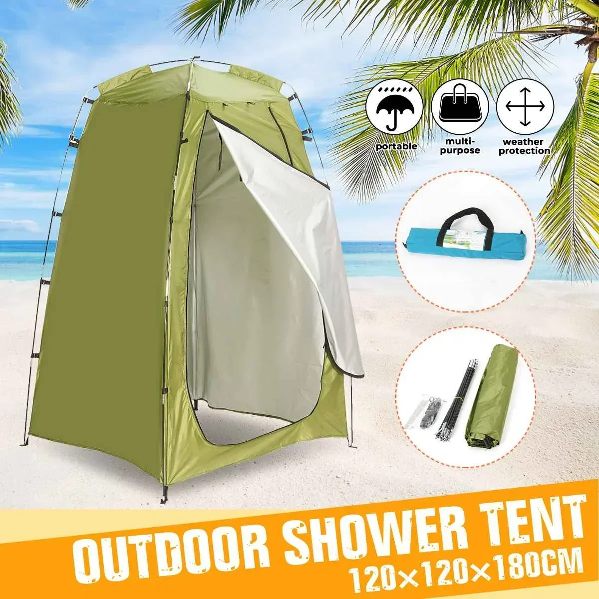 Portable Shower Toilet Tent Camping tents Outdoor Waterproof Change BathRoom Sun Shelter Open Up Tent