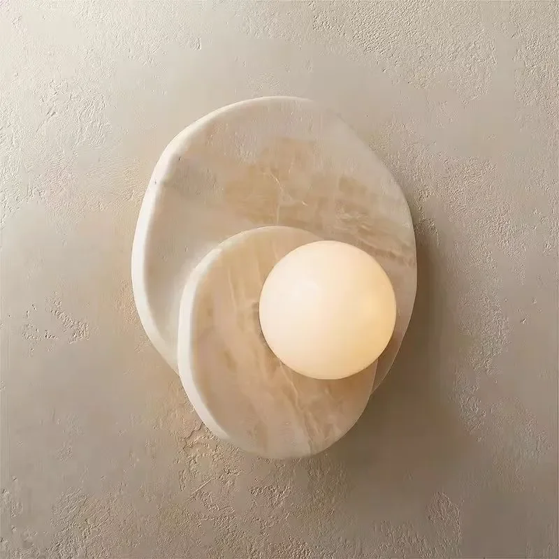 SAIDKOCC Natural Jade Wall Lamp Medieval French Wabi Sabi Style Marble Custom Advanced Living Room Decoration Aesthetics