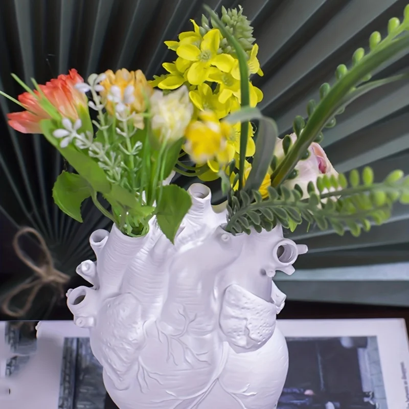 Herzförmige Harz-Vase für Blumenarrangements Kreative Anatomische Herzförmige Vase Nordischer Stil Blumentopf Tisch-Dekoration – Detail 8
