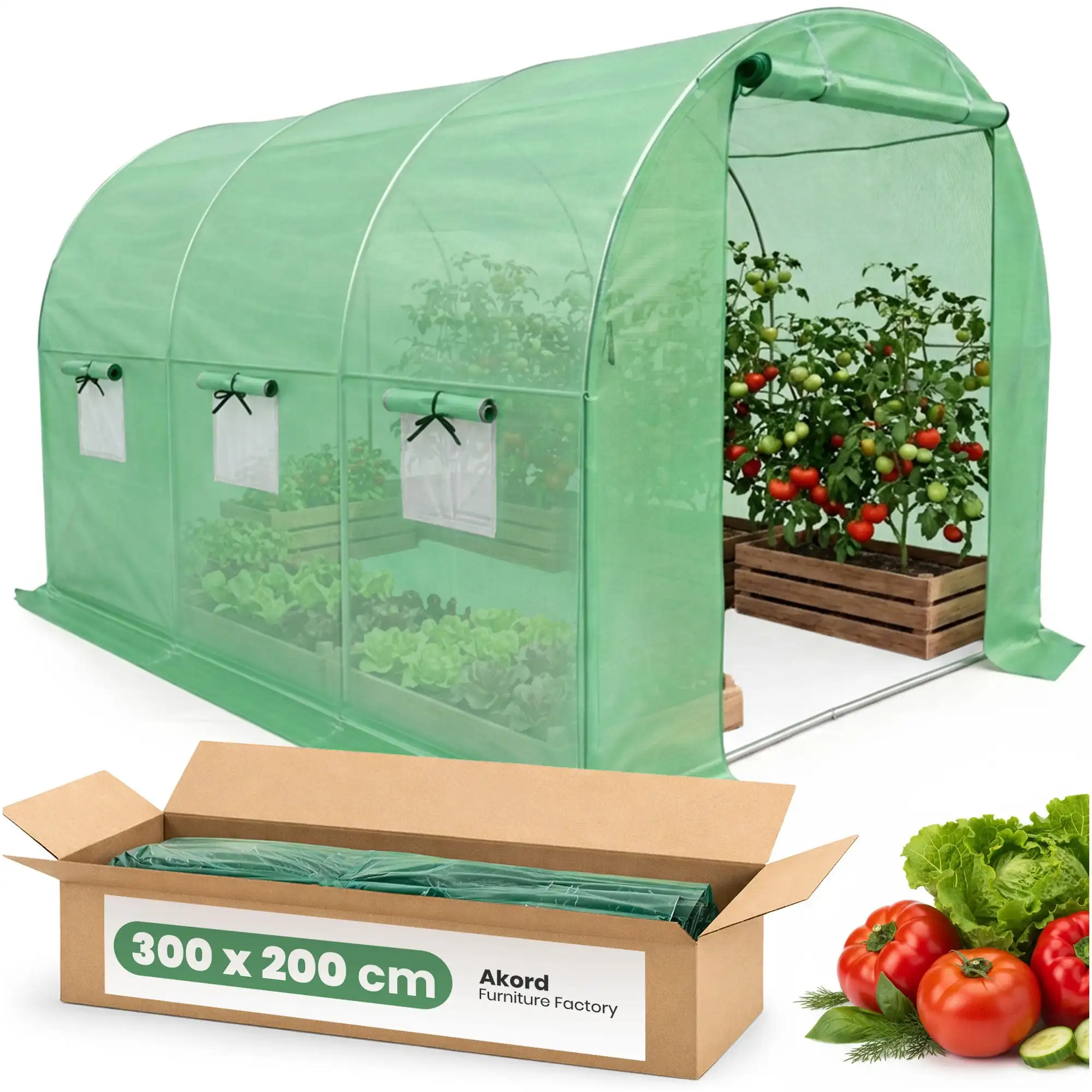 Tuinkasfolietunnel 1 Deur 6 ramen Wit 200x300x200 cm