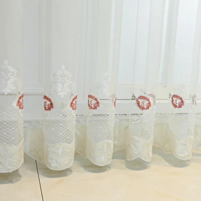 

Custom Size European White Tulle Embroidered Lace Embroidery Luxury Elegant Sheer Curtains for Living Dining Room Bedroom Door