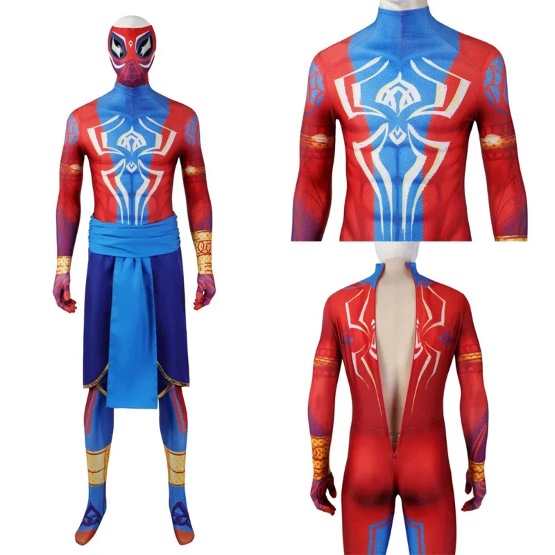 India Pavitr Prabhakar Cosplay Zentai Spider Costume For Men Jumpsuit Bodysuit Across Verse Halloween Carnival Party Ro CMM2101